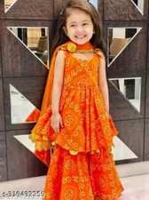 Indian Kids Traditional Beautiful New Sarara Sets For Ethnic Wear For Girls