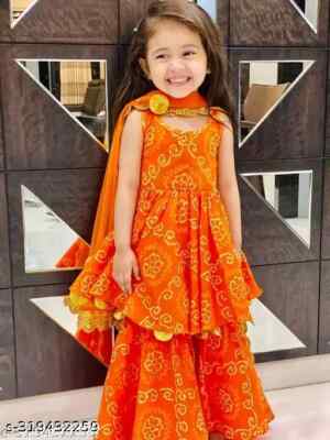 Indian Kids Traditional Beautiful New Sarara Sets For Ethnic Wear
