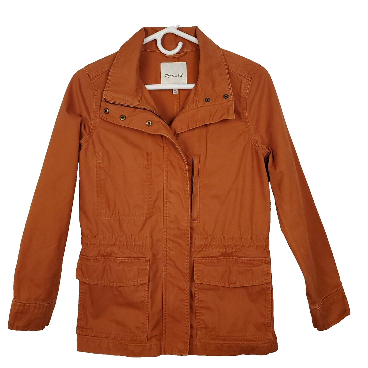 Madewell Womens Utility Jacket XS Burnt Orange Full Zip Lightweight Pockets