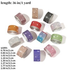 UK STOCK 1Yard Bling Rhinestone Ribbon Strip Trim DIY Self Adhesive Sticker New
