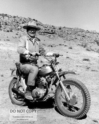 #ad #ad 11X14 PHOTO JOHN WAYNE RIDES HONDA MOTORCYCLE ON THE SET OF quot;BIG JAKEquot; OC 001 $17.98