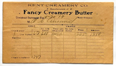 Kent Creamery Company 1919 Dividend Statement Envelope Empty Butter Cream Milk