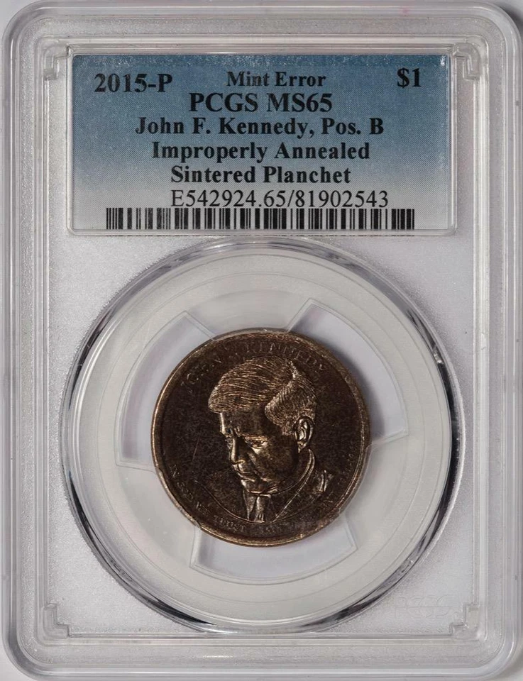2015 PCGS MS65 Improperly Annealed Planchet Kennedy Dollar Mint Error Very Rare - Image 2 of 4
