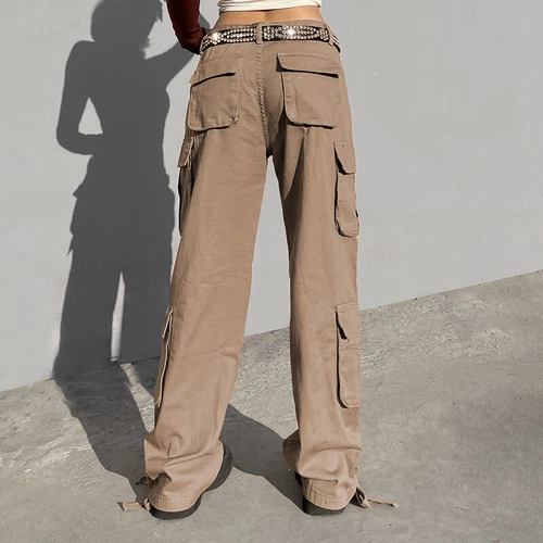 Women Cargo Pants Wide Leg Straight Trousers Casual Baggy Sweatpants casual Y2K - Picture 11 of 29