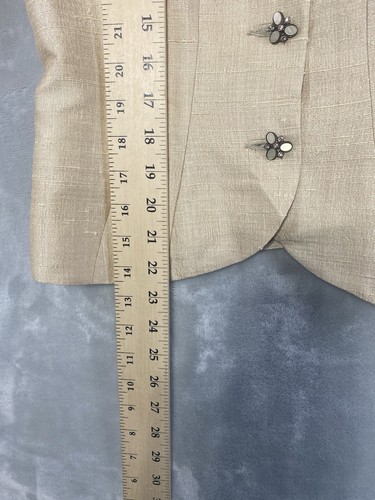 Paule Vasseur Jacket Womens 38 Cream Raw Silk Coat Formal Button Single Breasted - Picture 3 of 11