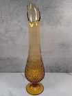 Vintage Fenton Large 19" Hobnail Amber Glass Swung Vase