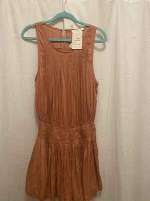Mustard Seed Women s Autumn Burnt Orange Ruffle Mini Dress Size L NWT
