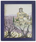 Vintage View Of A Provence Village Painting Signed France 1980 Frame S5