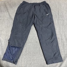 Nike Windbreaker Pants Mens XL Black Mesh Lined Track Swoosh Zip Ankle Athletic