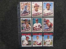 1985-86 Philadelphia Phillies Card Lot of 9 Tekulve/Hume/Bedrosian/Rucker/Jeltz