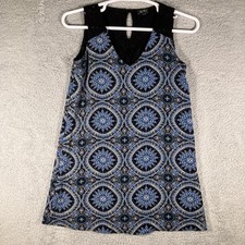 Lily Rose Paisley A-Line Dress Womens Small Bohemian Lined Keyhole Button Chic