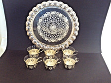 Teeservice auf Tablett versilbert Jenaer Glas Feuerzangenbowle Punsch Tee Gläser