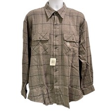 Van Heusen Long Sleeve Shirt Plaid Gray Mens Large Flannel New w Tags 572 S1275