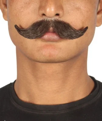 HPO Men’s Handlebar Mustache Set | Mixed Black Fancy Costume Facial Hair Accessory