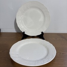 "Juego de 2 platos de cena Mikasa Renacimiento blanco 11"" canasta tejido flores vieira"
