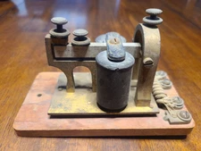 Antique J.H. Bunnell & Co New York Telegraph Key Sounder Wood Base