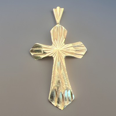 Vtg Michael Anthony MA 14K Gold Religious Cross Crucifix Pendant Diamond Cut