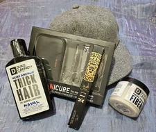 DUKE CANNON NEWS ANCHOR FIBER POMADE + Thick Hair Shampoo + Hat + Manicure Kit +