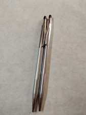 2 Vintage Cross Chrome Pens Blue Ink Working P40
