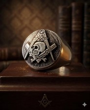 Rarit&auml;t: Freimaurer Ring 1970 Vintage Edelstahl 316L Siegelring Memento Mori