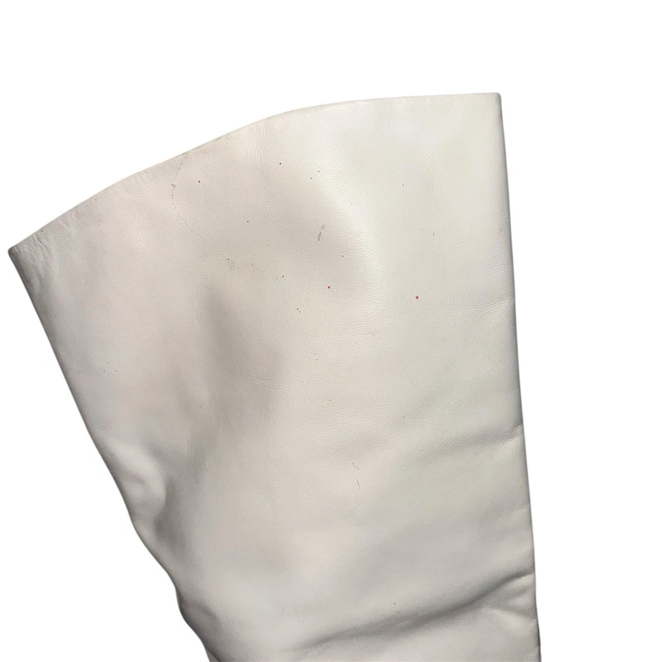 Bota Go Go Disco vintage para mujer 11M años 80 holgada cuero marfil media pantorrilla Foto 2 de 4