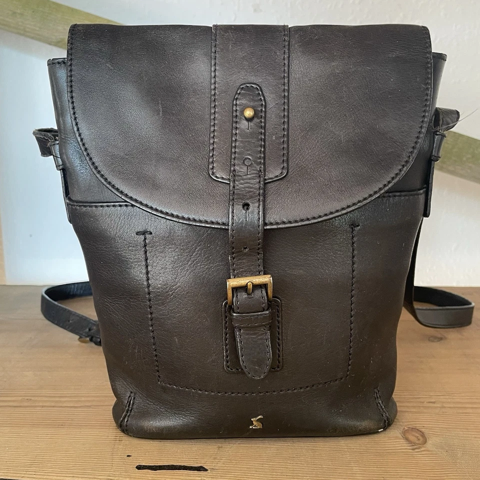 Joules Black Leather Bag Bucket Crossbody Tourer Small - image 2 of 4