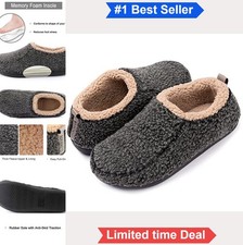 Men's Slippers Memory Foam Closed Heel Machine Washable Indoor Outdoor Non-Slip