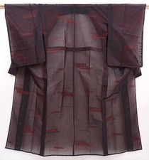 6106T11z390 Vintage Japanese Kimono Silk See through KOMON Black
