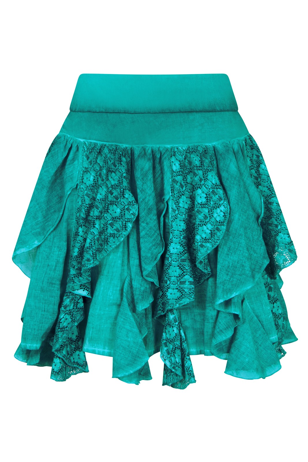 Joe Browns Women's Ruffle Mini Skirt with Lace Trim and Elasticated Waist,