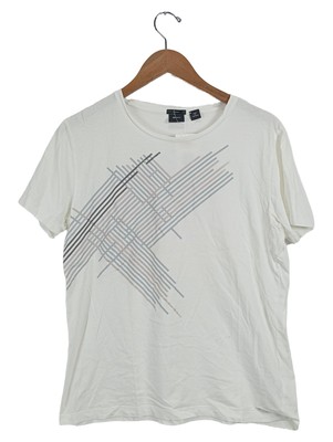 HUGO BOSS Herren T-Shirt Gr. L Weiß Grafik Print Slim Fit Baumwolle