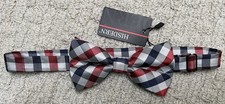 Red White Blue Bow Plaid Tie NWT Adjustable Hisdern