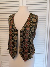 The Limited 90's Vintage Tapestry Vest Floral Steampunk Womens Med Button Prom