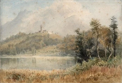 John Varley Jnr (1850-1933) Aquarell Gemälde - Continental Mountain Village - Bild 1 von 4