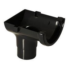 FLOPLAST 112mm Half Round Gutter Stop End Outlet - Black - 2 PACK