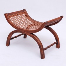 Antiker Jugendstil Gondel-Hocker X-Frame um 1900 Wiener Geflecht "B 36" 6.Z