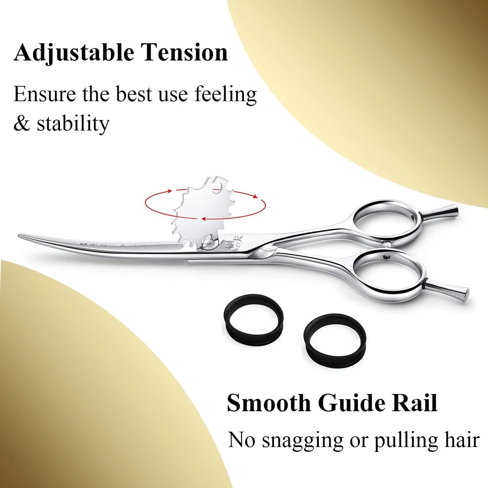 6" Hair Cutting Scissors Professional Curved Grooming for Steel - Image 4 of 4