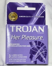 Trojan Her Pleasure Sensations Lubricated Condoms - 3 Pack