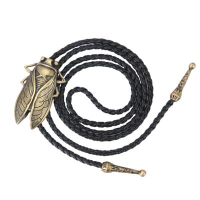 Western Men Alloy Cicada Anhänger Leder Rodeo Bola Bolo Tie Krawatte