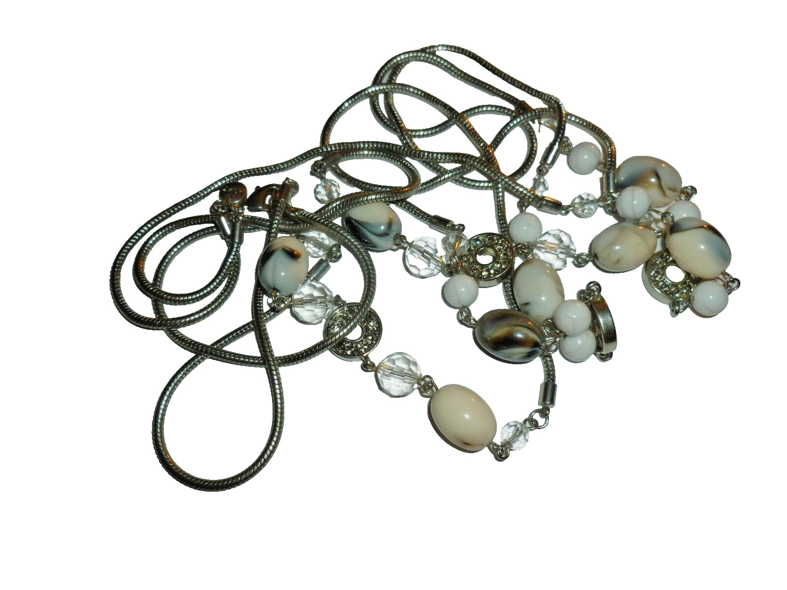 Double Strand Rhinestone Bead Statement Necklace … - image 3