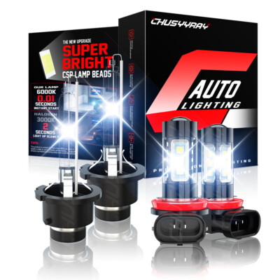 For Infiniti FX35 2003-2005 Combo HID Headlight High /Low + LED Fog Light Bulbs