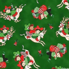 Michael Miller Fabrics~Christmas Rodeo~Giddyup Reindeer ~Pine(Green)~BTY~CX10960
