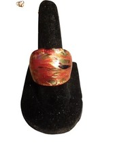 Murano Glass Ring Handcrafted In Italy. A Unique One Of A Kind Jewel. Gold Leaf.