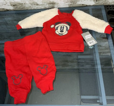 Disney Baby Mickey Mouse Red 2pc Fleece Sweatpant Outfit Multiple Sizes