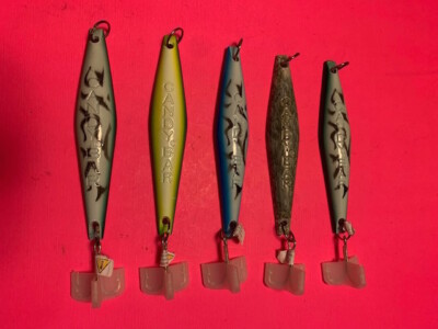 candy bar fishing lure CANDY BAR JIGS 6 1/2 INCHES LONG & WEIGH 7 OUNCES, GREAT SET OF 5 JIGS, NEW  L@@K