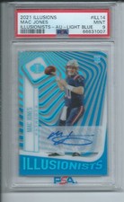 MAC JONES 2021 ILLUSIONS ILLUSIONISTS LIGHT BLUE AUTO RC #D 1/25 PSA 9 POP 3