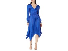 Michael Kors Women's Jacquared Zebra-Print Plisse Dress Royal Blue Regular  B4HP