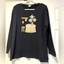 Vintage Made in USA cozy needlepoint embroidered long sleeve shirt size large