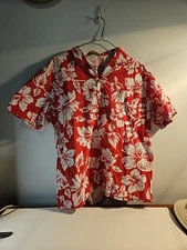 Vintage Fast Breakers Shirt Floral Hawaiian Hawaii Red Men's Size L 