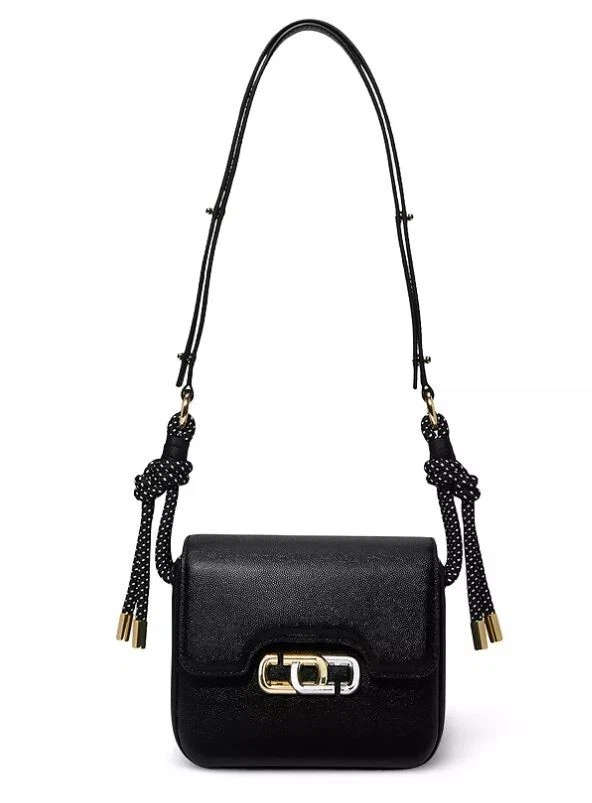 The J Shoulder Bag - Leather bag with shoulder strap and magnetic flap with  logo