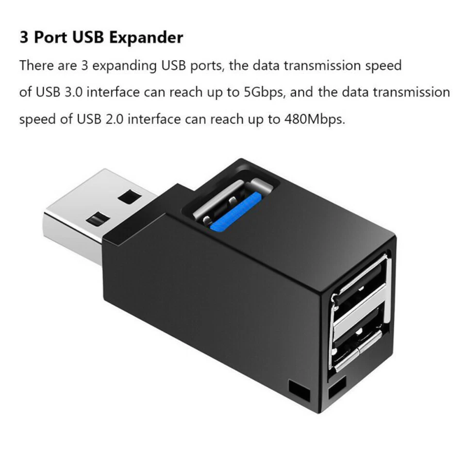 Distribuidor 3 puertos USB 3.0 Super Speed Data HUB adaptador para portátil portátil PC - Imagen 4 de 4